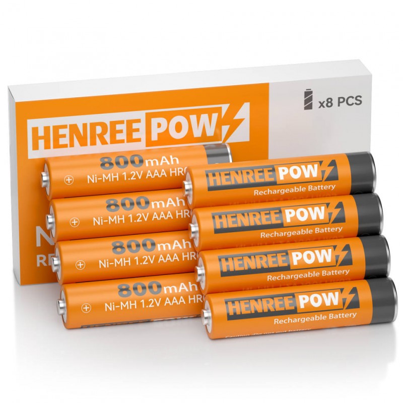 Henreepow Ni-MH AAA 800 Rechargeable Batteries for Solar Lights