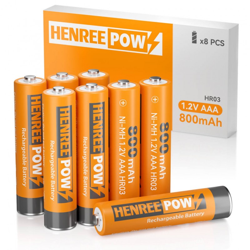 Henreepow Ni-MH AAA 800 Rechargeable Batteries for Solar Lights